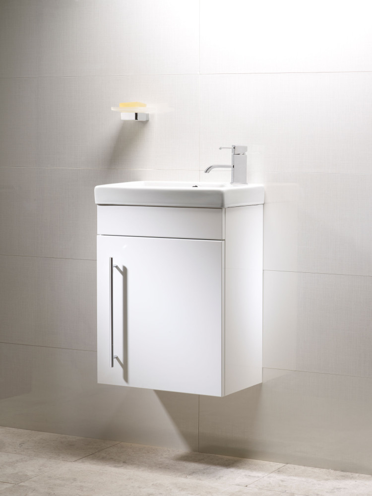 Roper Rhodes Esta 450mm Gloss White Wallmounted Vanity Unit With Basin in room setting